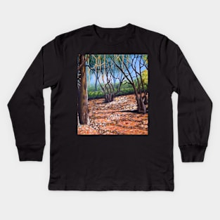 Walking in the Woods, original Acrylic artwork on board Kids Long Sleeve T-Shirt